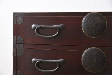 アンティーク家具　和モダン　大正期　一本物　アンティーク松本箪笥(衣装箪笥)