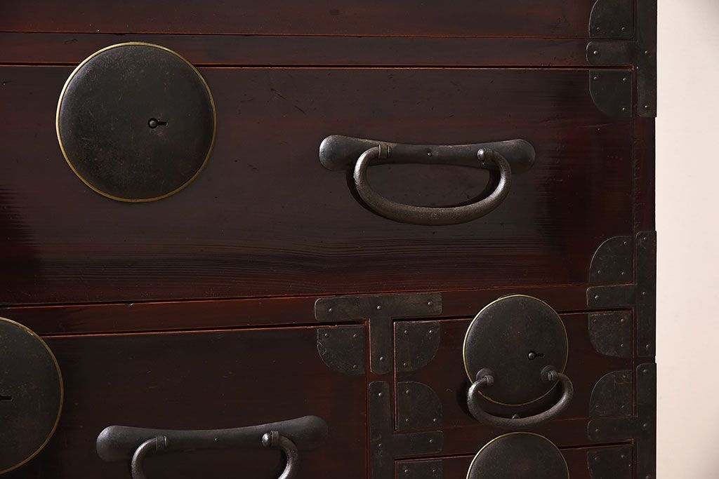 アンティーク家具　和モダン　大正期　一本物　アンティーク松本箪笥(衣装箪笥)