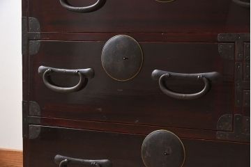 アンティーク家具　和モダン　大正期　一本物　アンティーク松本箪笥(衣装箪笥)