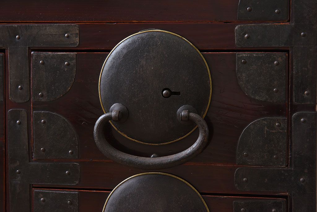 アンティーク家具　和モダン　大正期　一本物　アンティーク松本箪笥(衣装箪笥)