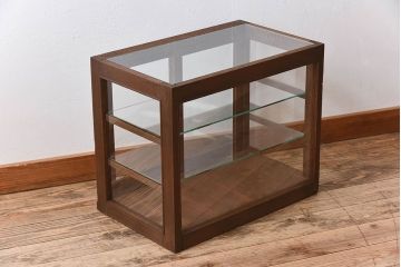 アンティーク家具　古い木製の小ぶりなアンティーク卓上ショーケース(ガラスケース)