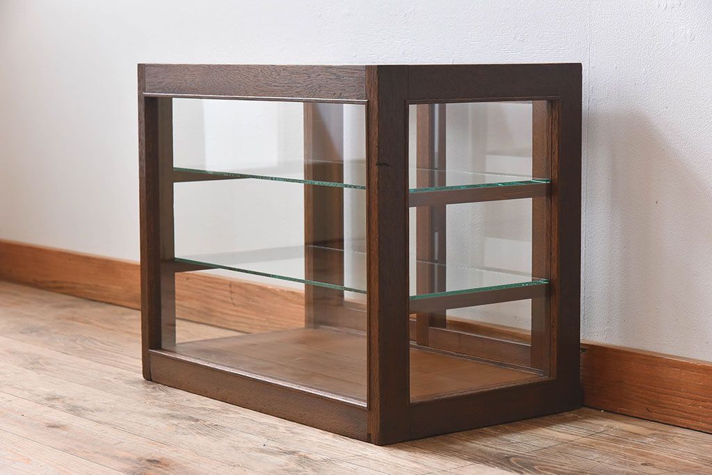 アンティーク家具　古い木製の小ぶりなアンティーク卓上ショーケース(ガラスケース)