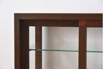 アンティーク家具　古い木製の小ぶりなアンティーク卓上ショーケース(ガラスケース)