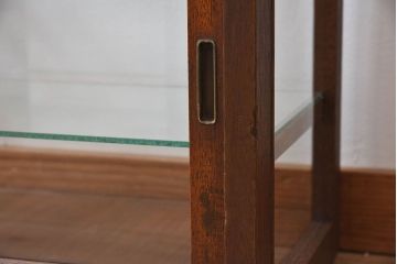 アンティーク家具　古い木製の小ぶりなアンティーク卓上ショーケース(ガラスケース)