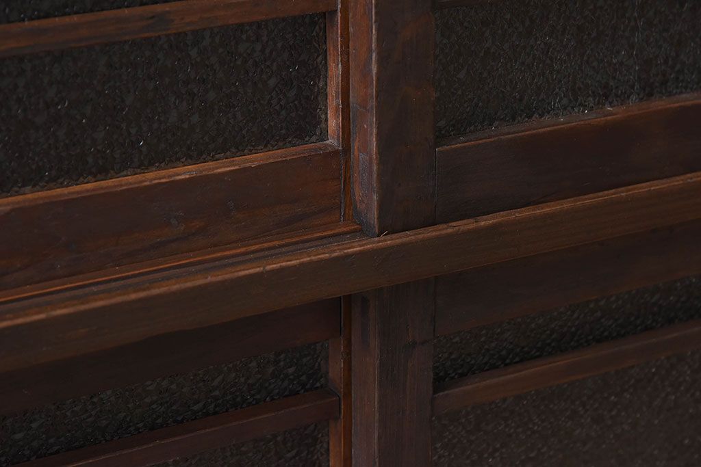 レトロ家具　昭和期　レトロ　ダイヤガラス!アンティーク収納棚