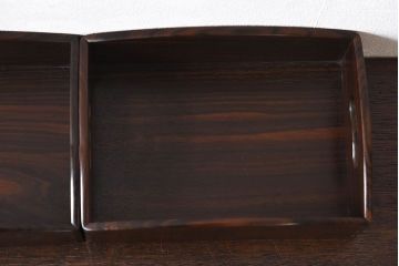 アンティーク雑貨　唐木 縞黒檀材製　上品な和製アンティーク煙草盆一対