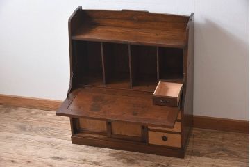 レトロ家具　ナラ材製　象嵌!古い木のレトロなライティングビューロー