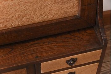 レトロ家具　ナラ材製　象嵌!古い木のレトロなライティングビューロー