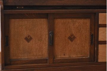 レトロ家具　ナラ材製　象嵌!古い木のレトロなライティングビューロー