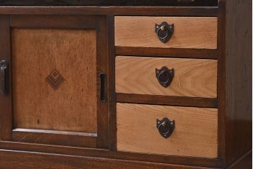 レトロ家具　ナラ材製　象嵌!古い木のレトロなライティングビューロー