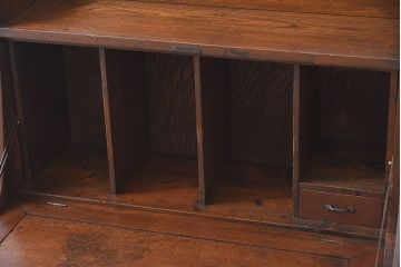 レトロ家具　ナラ材製　象嵌!古い木のレトロなライティングビューロー