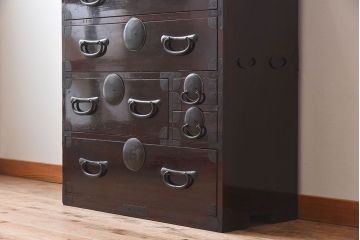 アンティーク家具　和モダン　大正期　一本物　アンティーク松本箪笥(衣装箪笥)(2)