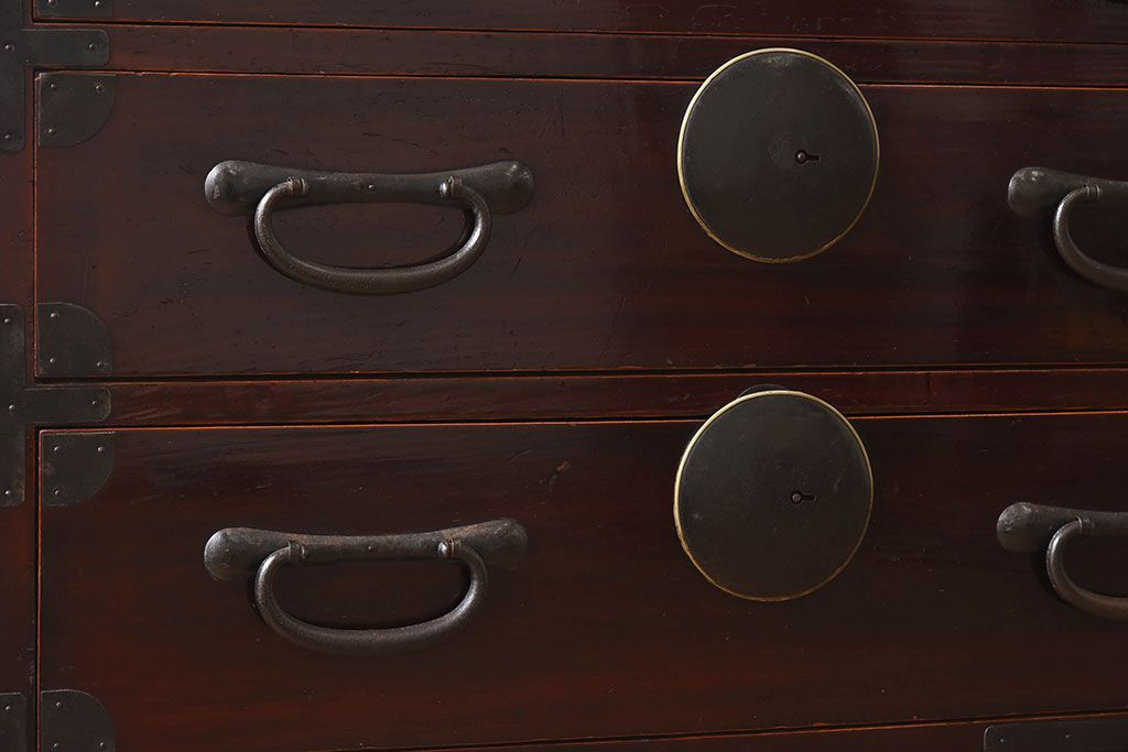 アンティーク家具　和モダン　大正期　一本物　アンティーク松本箪笥(衣装箪笥)(2)