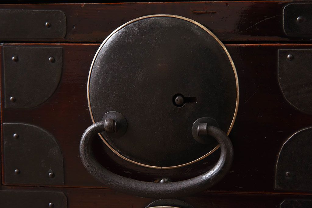 アンティーク家具　和モダン　大正期　一本物　アンティーク松本箪笥(衣装箪笥)(2)