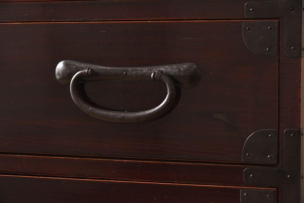 アンティーク家具　和モダン　大正期　一本物　アンティーク松本箪笥(衣装箪笥)(2)