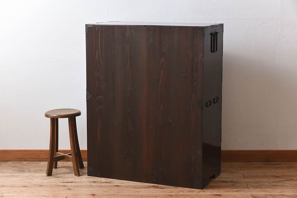 アンティーク家具　和モダン　大正期　一本物　アンティーク松本箪笥(衣装箪笥)(2)
