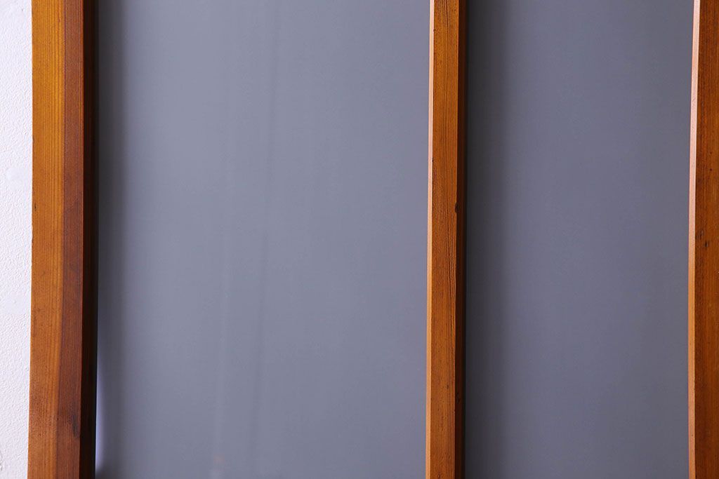 檜材製　昭和レトロなアンティークガラス戸2枚セット