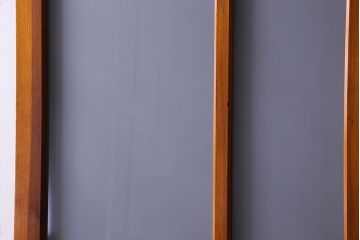 檜材製　昭和レトロなアンティークガラス戸2枚セット