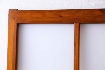 檜材製　昭和レトロなアンティークガラス戸2枚セット