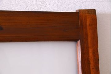 檜材製　昭和レトロなアンティークガラス戸2枚セット