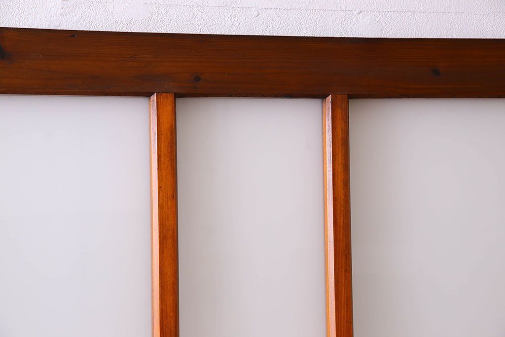 檜材製　昭和レトロなアンティークガラス戸2枚セット