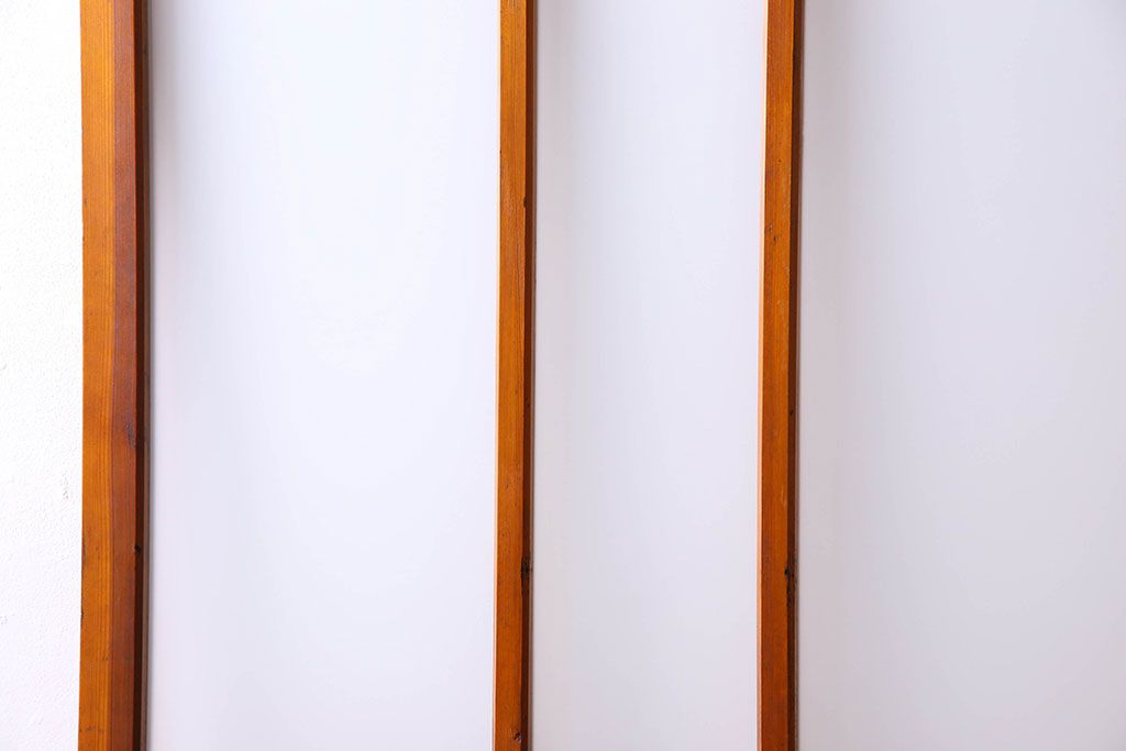 檜材製　昭和レトロなアンティークガラス戸2枚セット