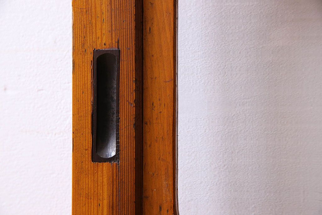 檜材製　昭和レトロなアンティークガラス戸2枚セット