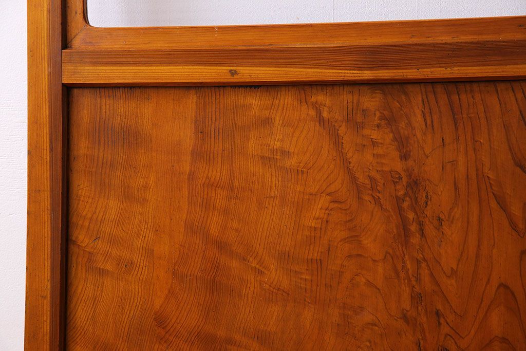 檜材製　昭和レトロなアンティークガラス戸2枚セット