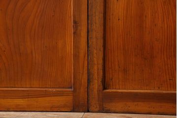 檜材製　昭和レトロなアンティークガラス戸2枚セット