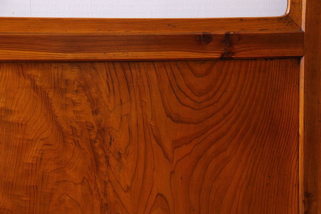 檜材製　昭和レトロなアンティークガラス戸2枚セット