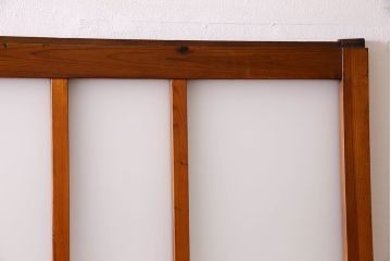 檜材製　昭和レトロなアンティークガラス戸2枚セット