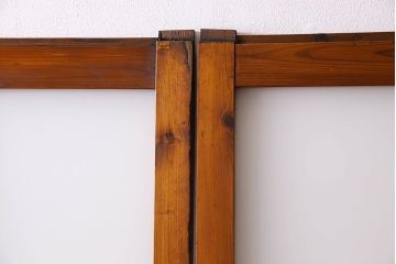 檜材製　昭和レトロなアンティークガラス戸2枚セット