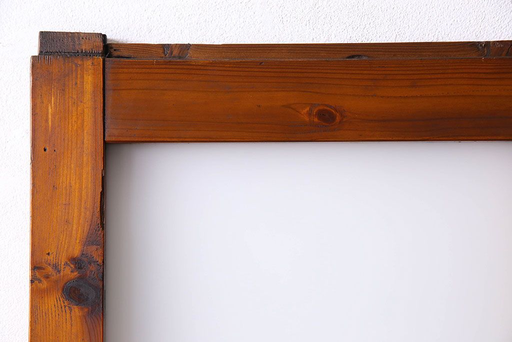 檜材製　昭和レトロなアンティークガラス戸2枚セット