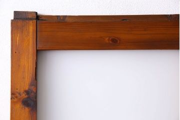 檜材製　昭和レトロなアンティークガラス戸2枚セット