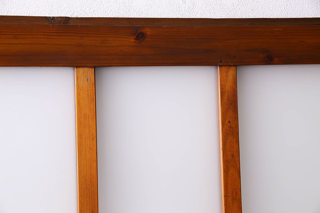 檜材製　昭和レトロなアンティークガラス戸2枚セット