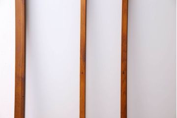 檜材製　昭和レトロなアンティークガラス戸2枚セット