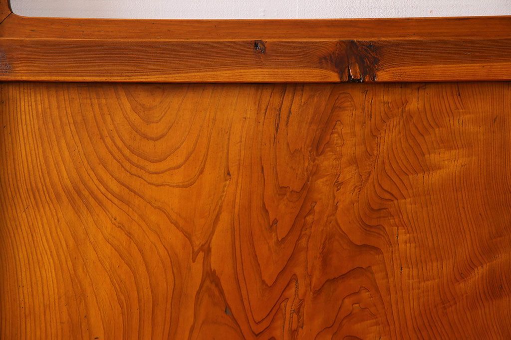 檜材製　昭和レトロなアンティークガラス戸2枚セット