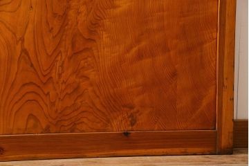 檜材製　昭和レトロなアンティークガラス戸2枚セット