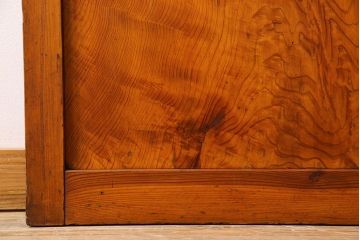 檜材製　昭和レトロなアンティークガラス戸2枚セット