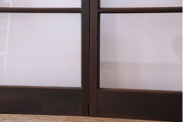 和製アンティーク　おしゃれな市松模様のガラス戸4枚セット