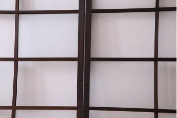 和製アンティーク　おしゃれな市松模様のガラス戸4枚セット