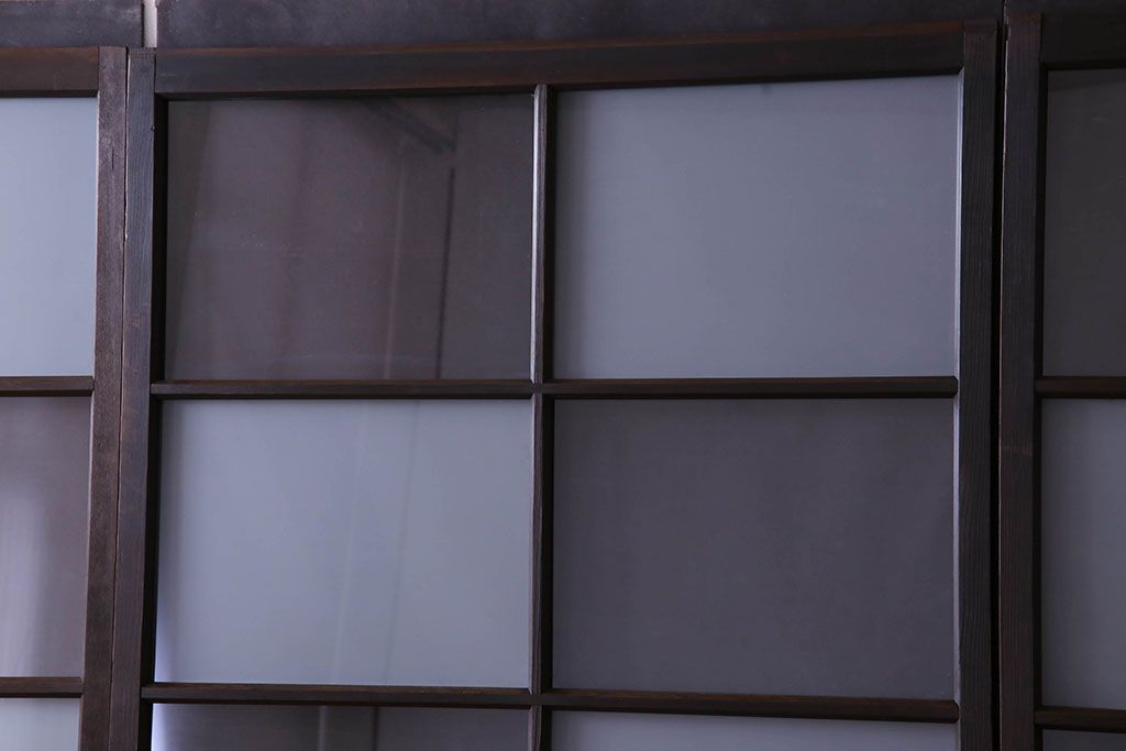 和製アンティーク　おしゃれな市松模様のガラス戸4枚セット