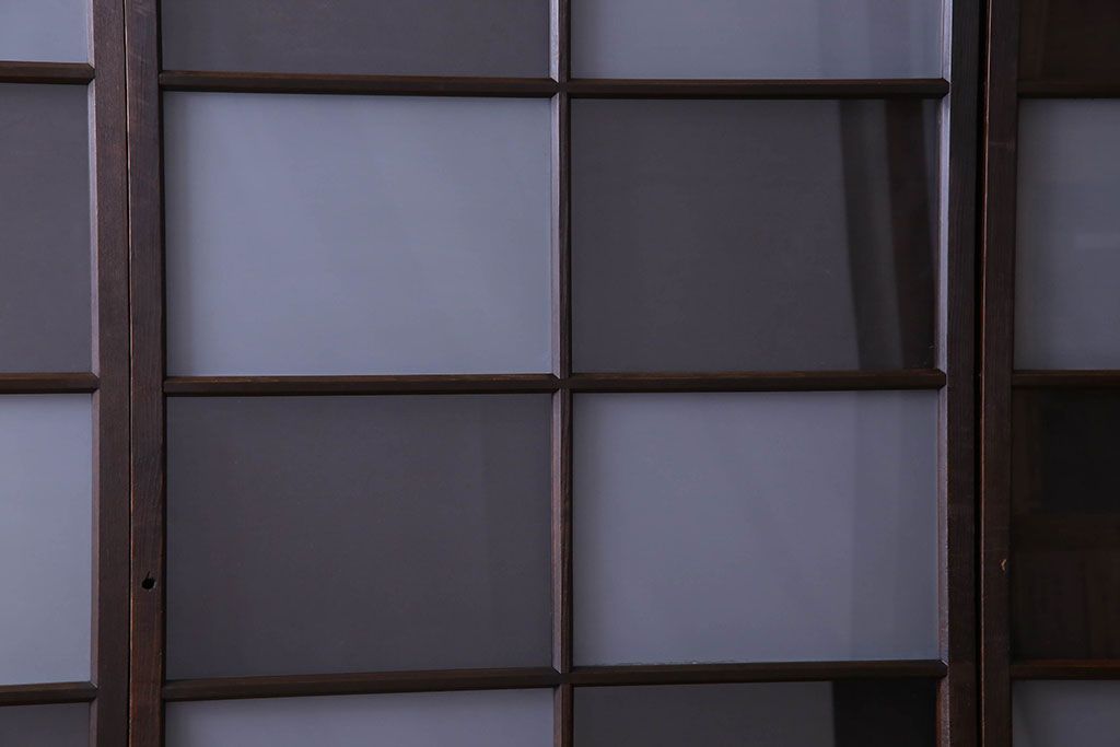 和製アンティーク　おしゃれな市松模様のガラス戸4枚セット