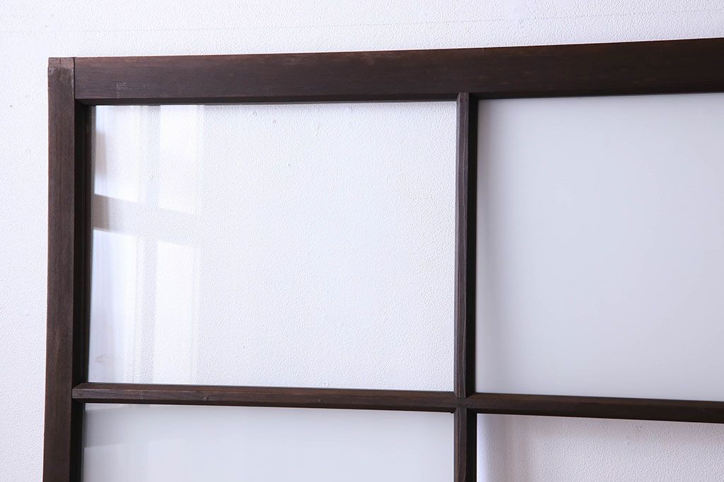 和製アンティーク　おしゃれな市松模様のガラス戸4枚セット