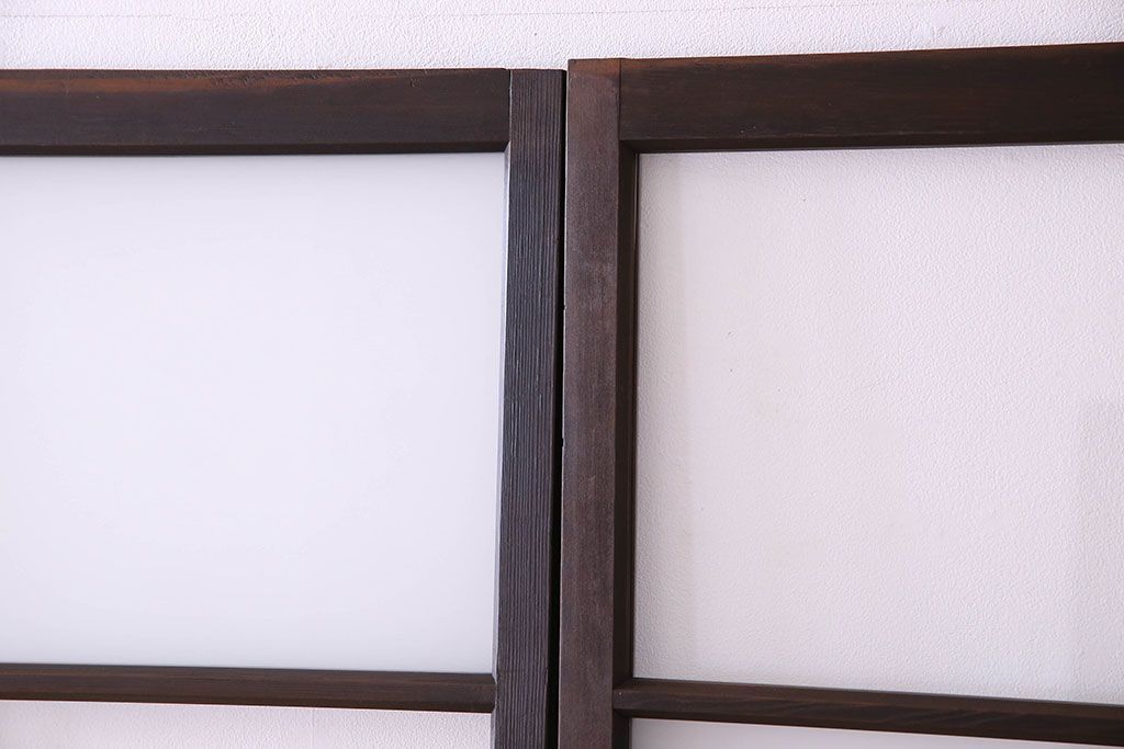 和製アンティーク　おしゃれな市松模様のガラス戸4枚セット