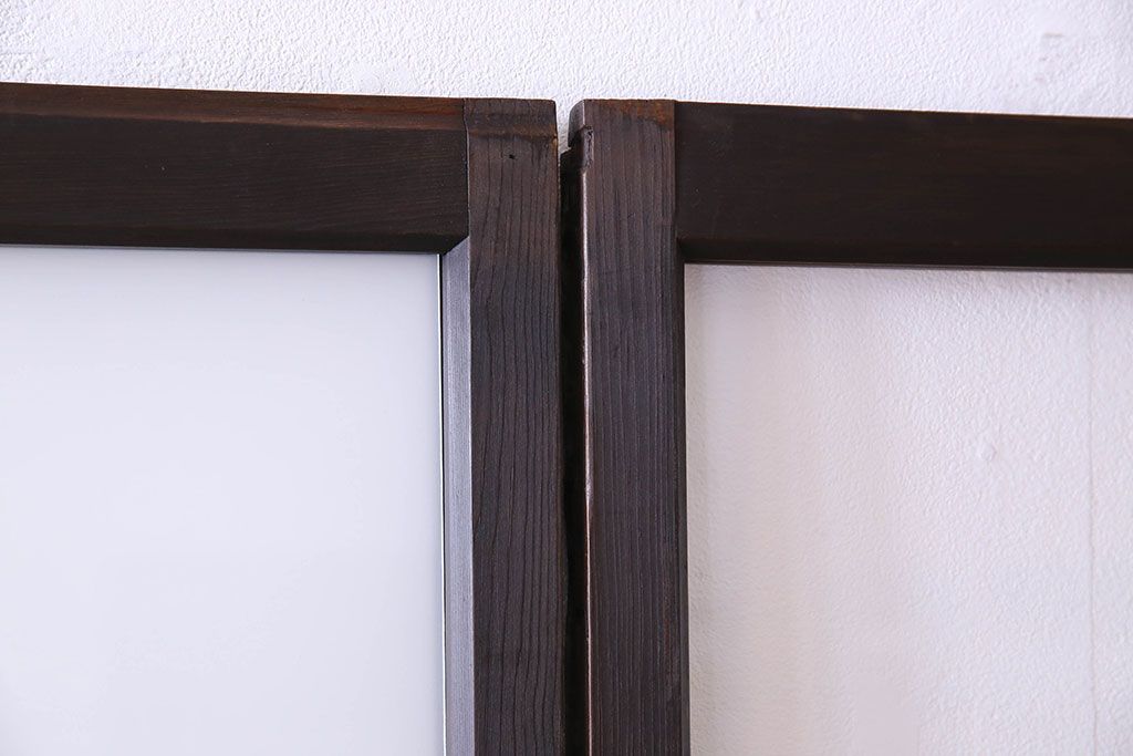 和製アンティーク　おしゃれな市松模様のガラス戸4枚セット