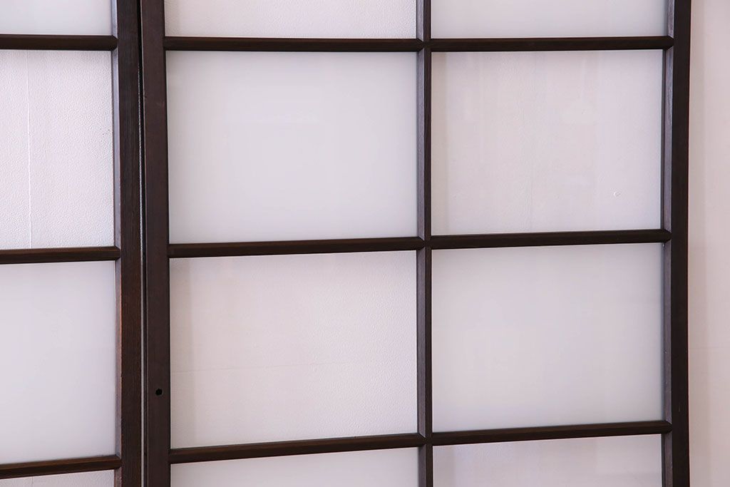 和製アンティーク　おしゃれな市松模様のガラス戸4枚セット