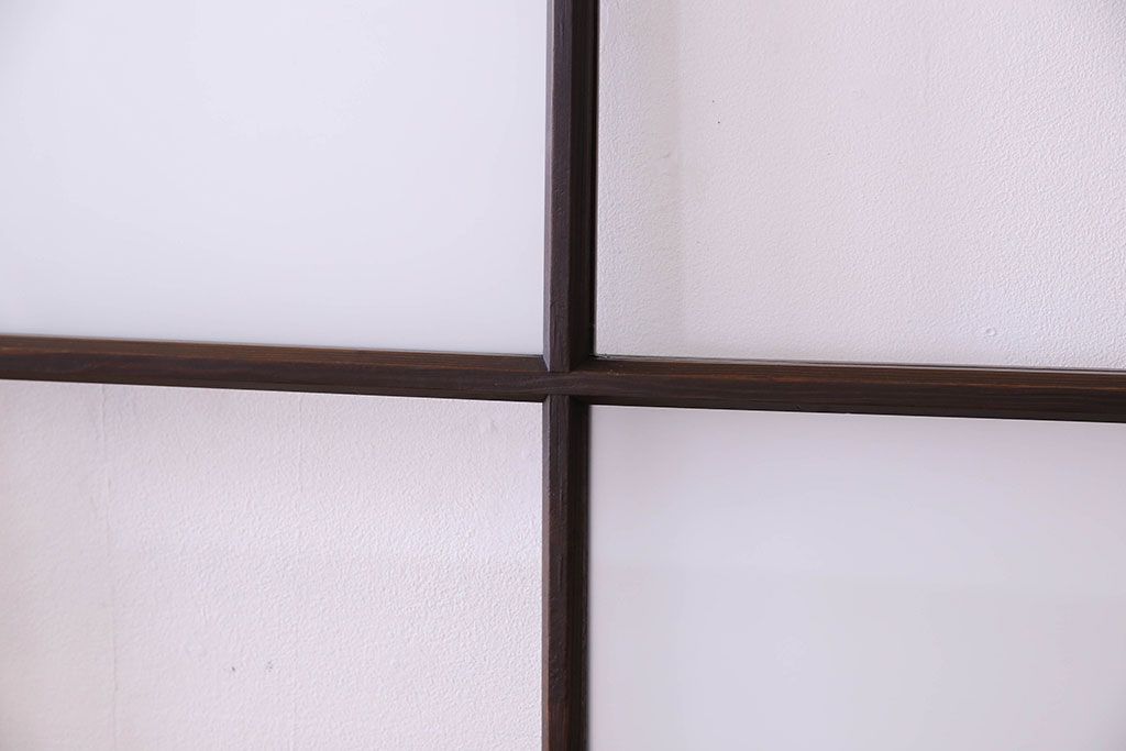 和製アンティーク　おしゃれな市松模様のガラス戸4枚セット