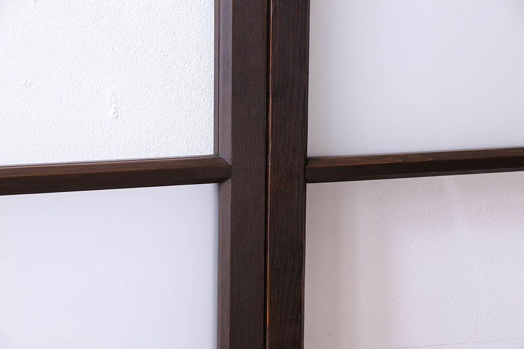 和製アンティーク　おしゃれな市松模様のガラス戸4枚セット