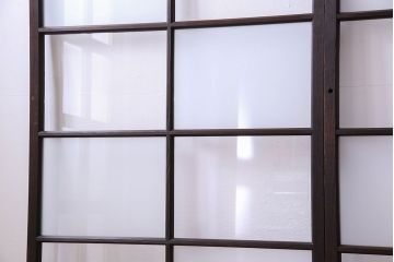 和製アンティーク　おしゃれな市松模様のガラス戸4枚セット